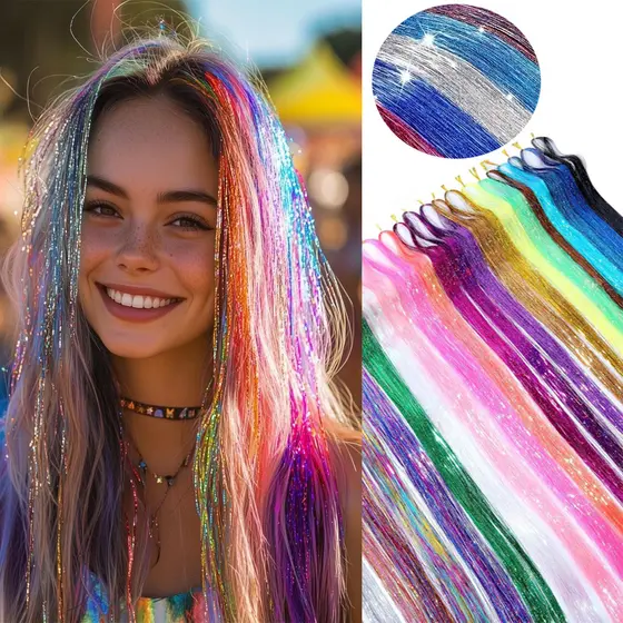 Sem peruca lote Laser tinselhair fio cabelo brilhante extensão fábrica cabelo Metal linha marca fonte conector