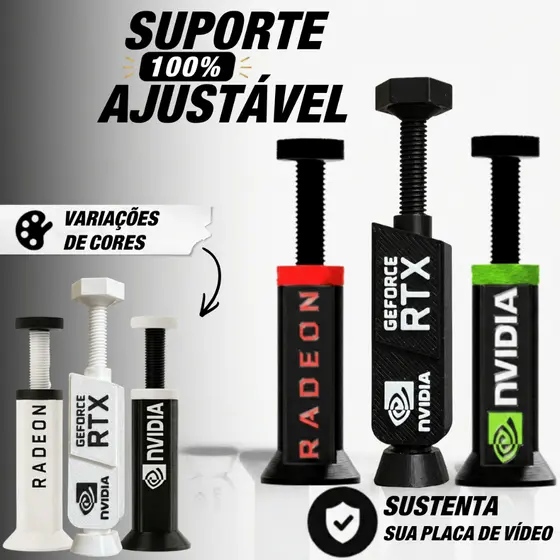 Suporte para Placa de Vídeo GPU Ajustável Nvidia, Radeon, Preto e Branco Universal Suporte Para Não Deixar Placa Solta
