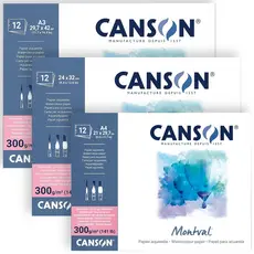 Bloco Canson Montval Aquarela 300 g/m² Grão Acetinado 12 Folhas Branco