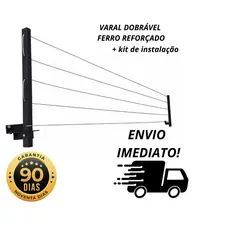 Varal Retrátil, Dobrável De Parede Em Aço, Cabo De Aço Encapado ENVIO IMEDIATO