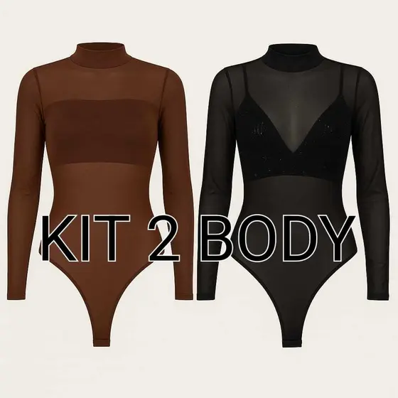 Body Tule Básico com Manga Longa Versátil 2025