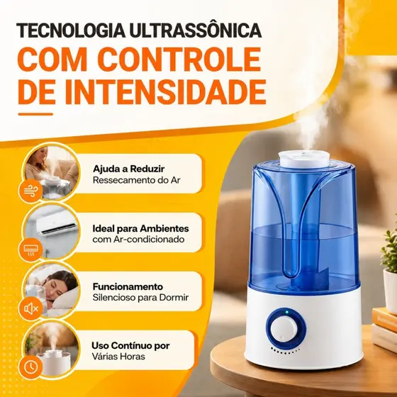 Umidificador De Ar 3.5L Ultrassônico Saida Dupla Bivolt