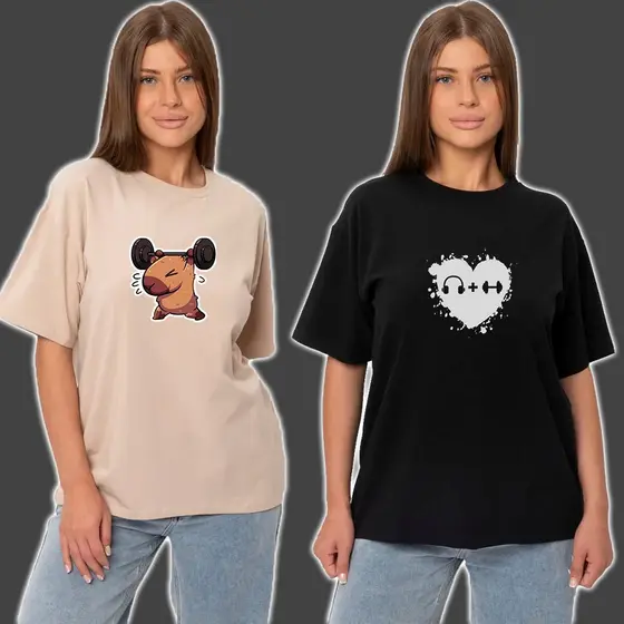 Camiseta Vestido Camisetão Capivara Treinando Coração Fitnees Academia Passeio
