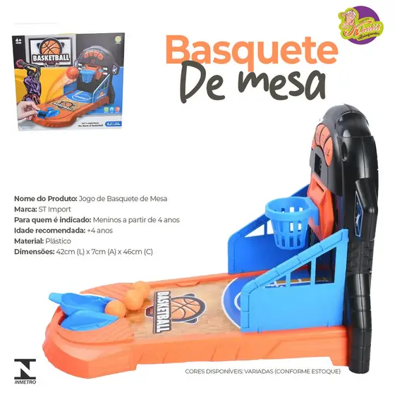 Jogo de Basquete de Mesa para Crianças – Mini Baskete com Cesta, Bola