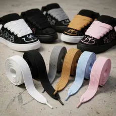 Kit 2 Pares Cadarço Largo Estilo Hip Hop Dança Chato Fat Lace Grosso 17mm 120 cm Streetwear Urbano