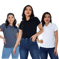 Camiseta Social Gola Polo Feminina Trabalho Uniforme