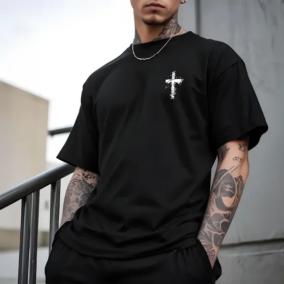 Camiseta Blusa Cruz Mini Masculina Camisa Manfinity 100% Algodão