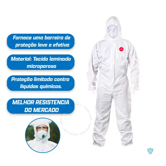 Macacão de Segurança EPI Pintura e Riscos  Químico de Proteção