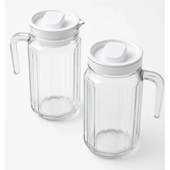 Kit 2 Jarras de Vidro Suiça 1L – Transparente, Elegante e Resistente para Água e Suco