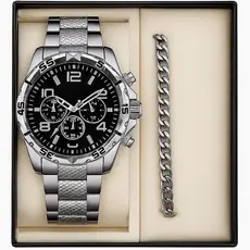 Relógio Masculino Social Esportivo + Pulseira Aço + Caixa - Excelente pra qualquer ocasião