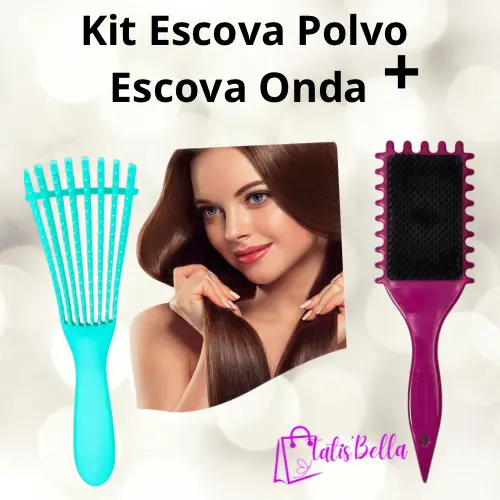 Kit Escova Onda Definição de Cachos+ Esvova Polvo para Cabelos Cacheados Anti frizz