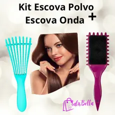 Kit Escova Onda  Definição de Cachos+ Esvova Polvo para Cabelos Cacheados Anti frizz