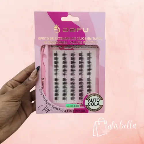 Kit Completo de Cílios Postiços Fio a Fio 0.07-D9-14Mix com Adesivos e Selos de Cílios + Conjunto de Pinças Dafu