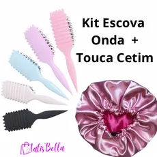 Kit- Escova Onda  mais Touca de Cetim Dupla Face