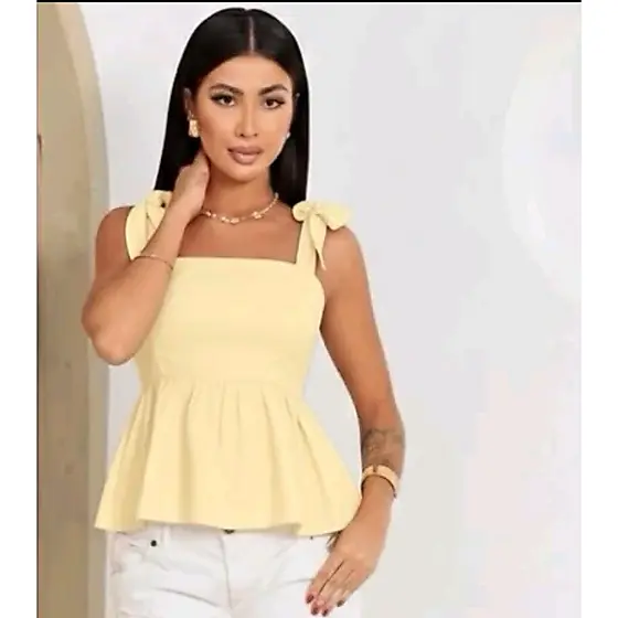 Blusa STELLA con Amarração no Ombro Feminina tendência Verão