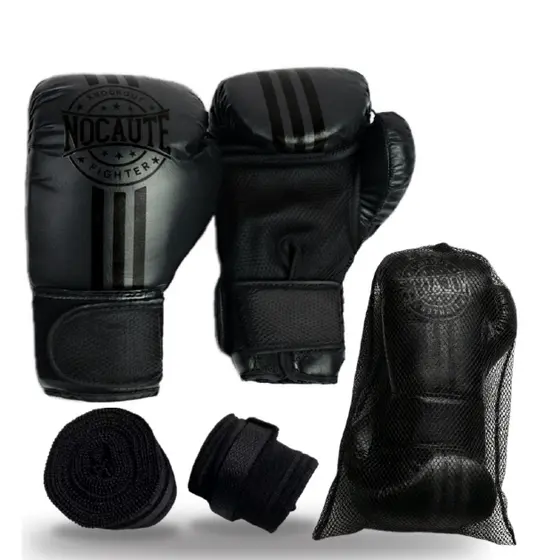 Luva De Boxe Muay Thai Kickboxing Treino Sparring+BRINDE 1 PAR DE BANDAGEM+SAQUiNHO Porta luva