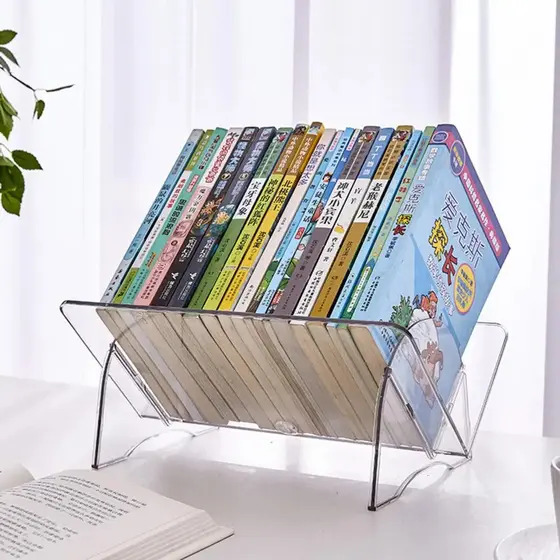 [NEW] Organizador de Mídia Altamente Transparente, Rack de Armazenamento de Livros, Suporte de Exibição de DVD de Plásti