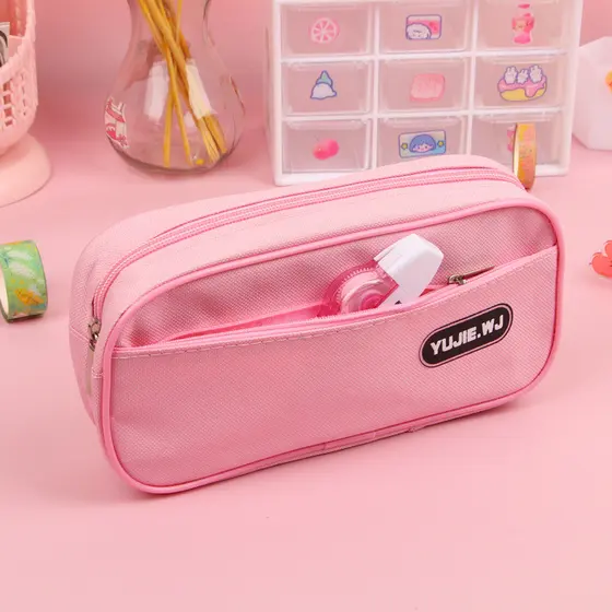 Estojo de Lápis Simples Estilo Coreano para Meninos e Meninas Estudantes, Caixa de Papelaria de Grande Capacidade, Bolsa