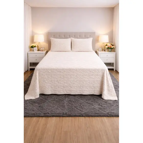 COBRE LEITO ACONCHEGO PARA CAMA QUEEN, UM COBERTOR MEDINDO 2.40M X 2.60M, ACOMPANHA 02 FRONHAS MEDINDO 0,50CM X 0.70CM