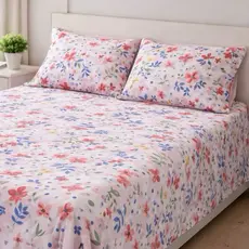 JOGO DE LENÇOL CASAL PADRÃO 03 PEÇAS ESTAMPADO, MEDINDO 2.20m X 2.50m 100% ALGODÃO