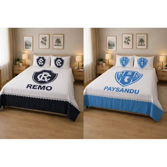 Lençol de time pernonalizado em Oxford  do Clube do Remo e Paysandu para cama Casal e solteiro ambos com fronha