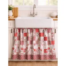 Cortina para pia de cozinha estampada 100% Poliéster, Medindo 1,40m x 0,70Cm