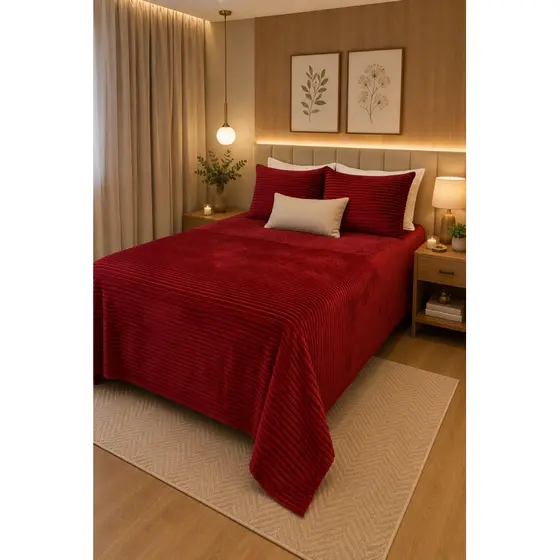 COBERTOR FOFÃO CANELADA 3 PEÇAS PARA CAMA QUEEN MEDINDO 2,30 x 2,50 com 02 FRONHAS 0,50cm x 0,70