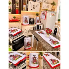 JOGO/ KIT DE COZINHA PINTADO DA BONECA COM 6 PEÇAS EM OXFORD