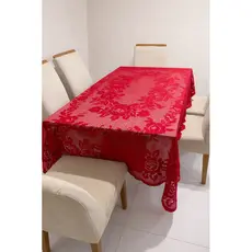 TOALHA DE MESA FLORAL COM RENDA ELEGANTE PARA MESA DE 6 CADEIRAS, MEDINDO 1,50m X 2.20m