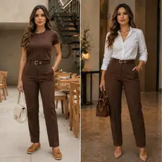Calça Reta Elegante em Tecido Nobre Alfaiataria Sensorial Marrant