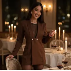 Blazer+ Short Feminino Alfaiataria Tendência Luxo Casual Elegante Sofisticado Moderno