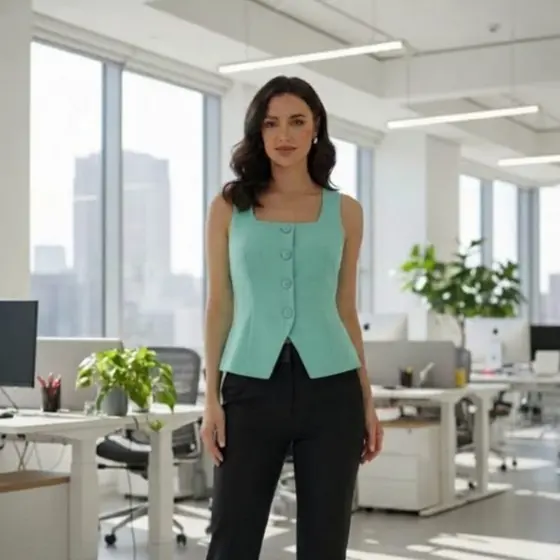 Colete Feminino Alfaiataria Premium Sensorial  Elegante casual luxo Modelagem Alongada e Acinturada.