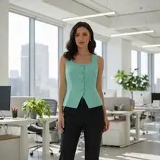 Colete Feminino Alfaiataria Premium Sensorial  Elegante casual luxo Modelagem Alongada e Acinturada.