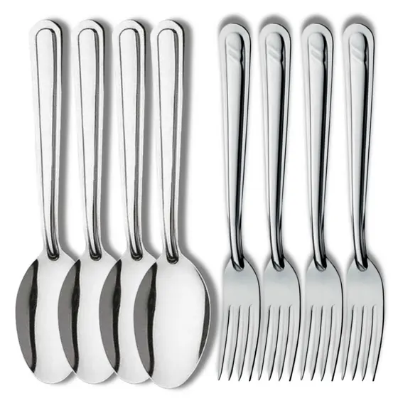 Talheres de Mesa Colher e Garfo em Aço Inox Premium Utensílio Cozinha Restaurante Buffet