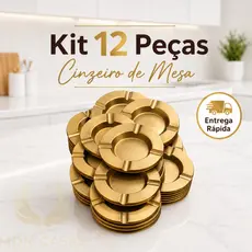 Cinzeiro Metal Redondo Dourado Resistente Lavável - 6 ou 12 Peças