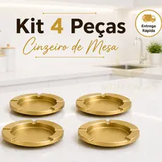 Cinzeiro Redondo Dourado Metal Resisntente Lavável - 2 ou 4 Peças