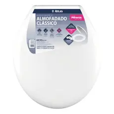Tampa Vaso Assento Sanitário Oval Almofadado Confortavel  Branco Atlas