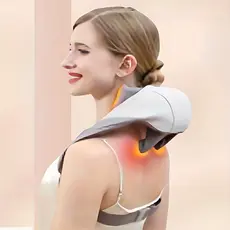 Massageador De Pescoço Inteligentes De Compressão Sem Fio Alívio De DorVerde MusgoBege