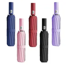 Guarda Chuva Automático 12 Hastes Grande Proteção Solar UV Reforçado Dobrável Reforçado com Capinha
