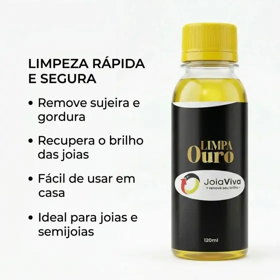 Limpa Ouro Joia Viva 120ml Limpeza De Joias Semijoias Folheados Renova Brilho Remove Sujeiras