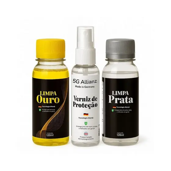 Limpa Prata e Ouro em 15 segundos + Verniz Proteção para Semijoias, Bijuterias e Joias Rápido e Acessórios