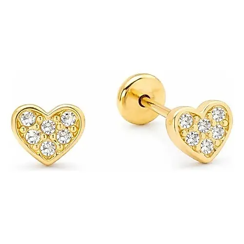 Brinco Infantil Coração Zircônia Baby Folheado A Ouro Dourado