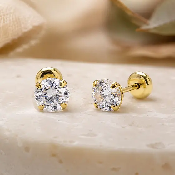 Brinco Neymar Masculino Pedrinha Zircônia 5mm Cristal Ponto De Luz Brilho Folheado Ouro 18k Tarraxa Baby segurança luxo