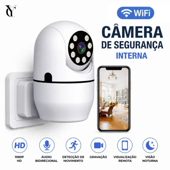 Câmera de Segurança WiFi Interna 3MP Plugue Áudio Bidirecional Gravação Visualização Remota P07