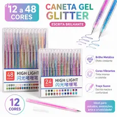 12/24/36/48 Cores Canetas Gel Coloridas Glitter Metal Perfumadas Não Tóxicas para Escritório e Escola