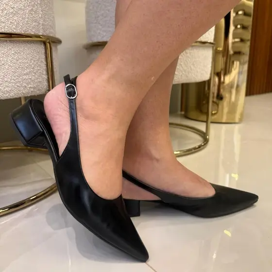Slingback Scarpin Aberto salto baixo 3cm