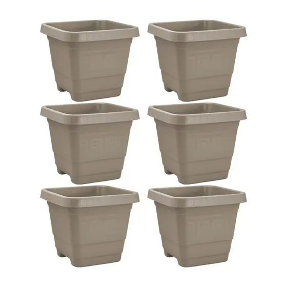 Kit 6 Vaso XG Quadrado 59 L em Plástico para Planta Grande Jardim Quintal Varanda e Decoração Externa