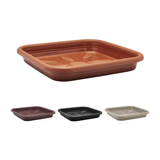 Kit 6 Pratos Quadrados Para Vasos De Planta Plástico Suporte Cachepô Jardim Varanda Flores