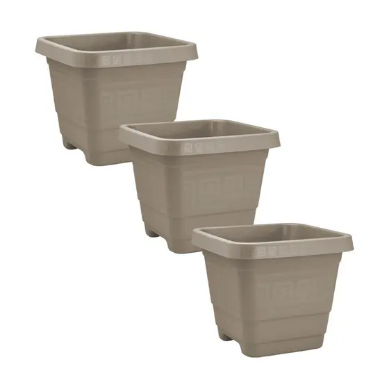 Kit 3 Vaso XG Quadrado 59 L em Plástico para Planta Grande Jardim Quintal Varanda e Decoração Externa