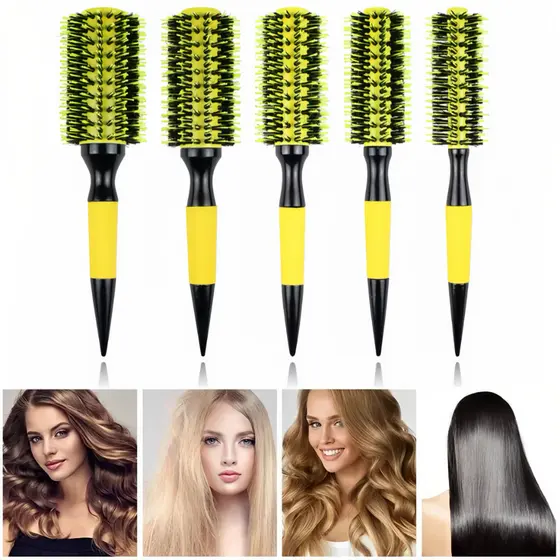Kit 5 Escovas Profissionais De Cabelo Cerdas Javali e Nylon